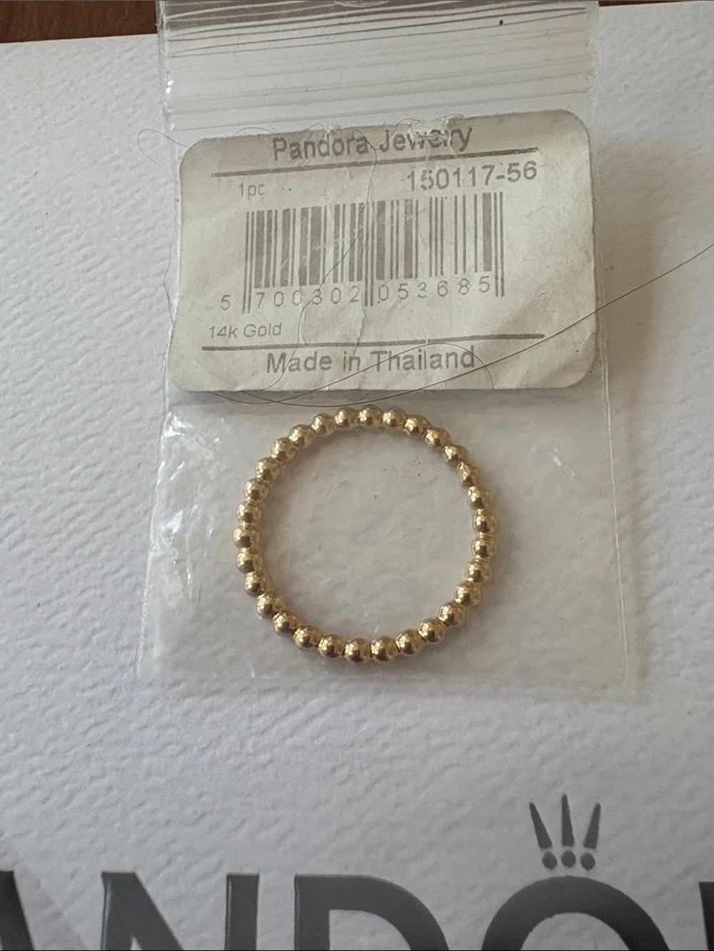 Pandora Gold Bead Stackable Ring - Picture 4 of 4